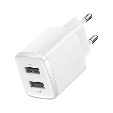   Baseus Compact hálózati töltő 10.5W, 2×USB Type-A, fehér
