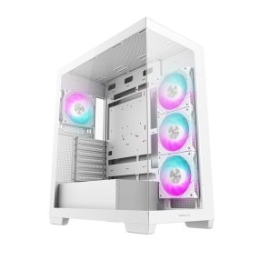 DeepCool CG580 4F WH fehér ATX ház edzett üveg oldallappal és 4 ARGB ventilátorral