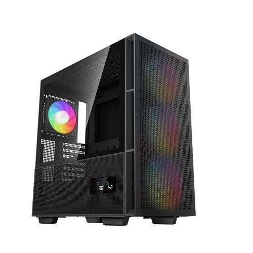 DeepCool CH560 DIGITAL fekete ATX ház 4 ARGB ventilátorral és digitális kijelzővel