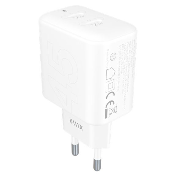 AVAX CH602W SPEEDY+ 2x Type C  (PD) 45W gyors hálózati töltő, fehér