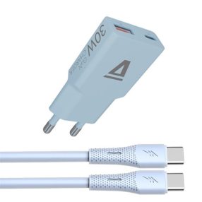   AVAX CH6415 GaN gyorstöltő és 60W USB-C szilikon kábel szett, világoskék