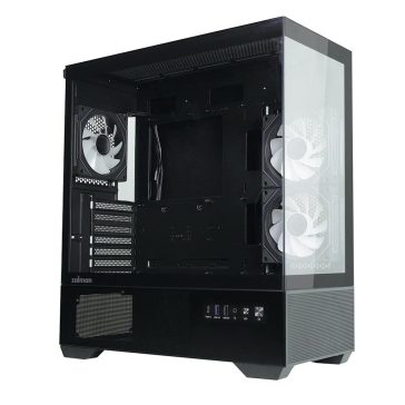   Zalman Chronix V2 Black ATX miditorony számítógépház, panoráma edzett üveg, 3 db ARGB ventilátor, fekete