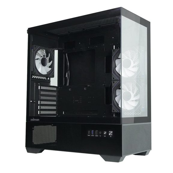 Zalman Chronix V2 Black ATX miditorony számítógépház, panoráma edzett üveg, 3 db ARGB ventilátor, fekete