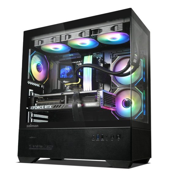 Zalman Chronix V2 Black ATX miditorony számítógépház, panoráma edzett üveg, 3 db ARGB ventilátor, fekete