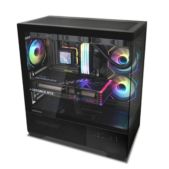 Zalman Chronix V2 Black ATX miditorony számítógépház, panoráma edzett üveg, 3 db ARGB ventilátor, fekete