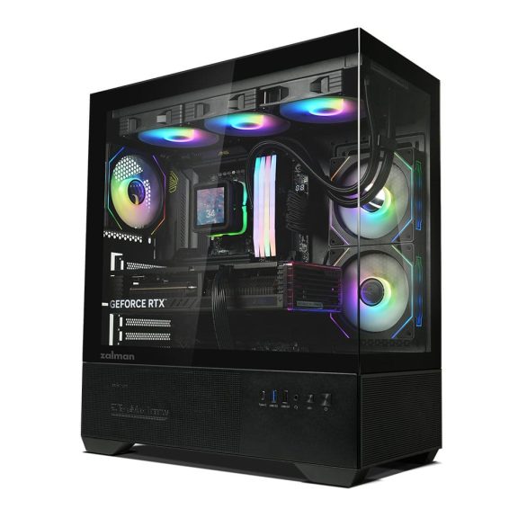 Zalman Chronix V2 Black ATX miditorony számítógépház, panoráma edzett üveg, 3 db ARGB ventilátor, fekete