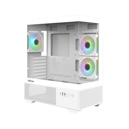 Zalman Chronix V2 White ATX miditorony számítógépház, panoráma edzett üveg, 3 db ARGB ventilátor, fehér