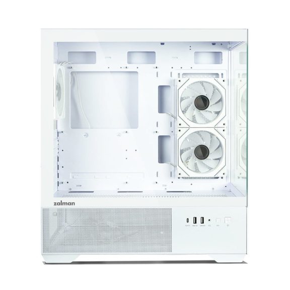 Zalman Chronix V2 White ATX miditorony számítógépház, panoráma edzett üveg, 3 db ARGB ventilátor, fehér
