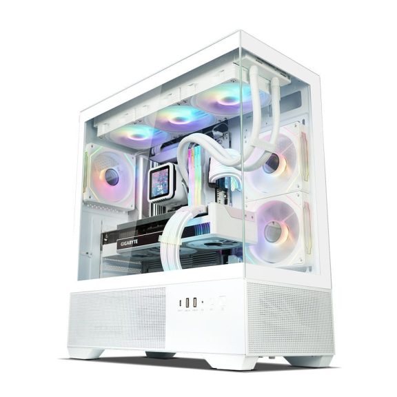 Zalman Chronix V2 White ATX miditorony számítógépház, panoráma edzett üveg, 3 db ARGB ventilátor, fehér