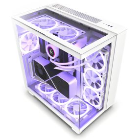 NZXT H9 Elite fehér számítógépház panoráma üveg oldallappal és RGB ventilátorokkal