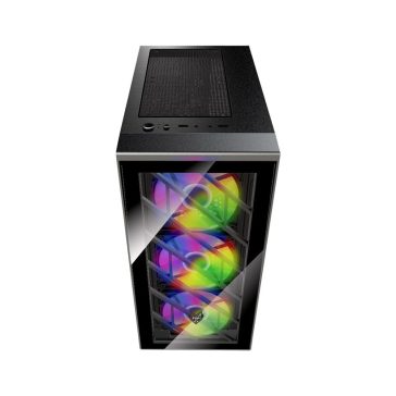 FSP CMT192 Mid Tower PC ház fekete színben, 4 előre telepített RGB ventilátorral