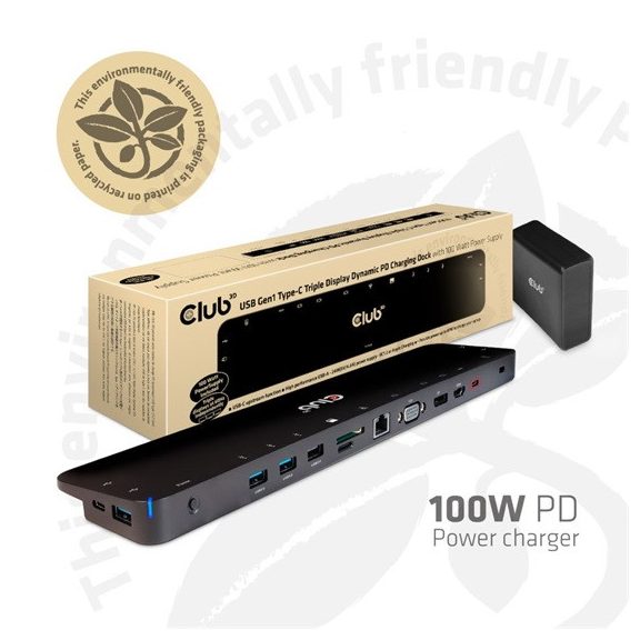 Club3D USB 3.2 GEN 1 TYPE C TRIPLE DISPLAY DYNAMIC PD TÖLTŐ - 100W