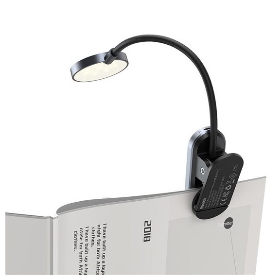 Baseus Comfort Reading Mini Clip vezeték nélküli olvasólámpa, szürke