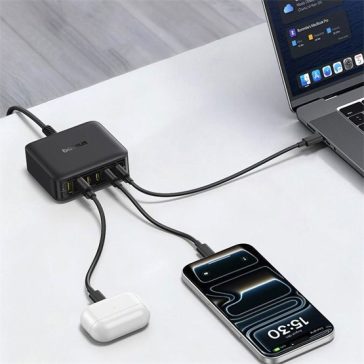   Baseus EnerFill FH21 töltőállomás 120W, 2×USB Type-A + 4×USB Type-C, fekete