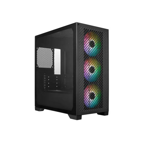 Cooler Master Elite 301 fekete mini torony pc ház három ARGB ventilátorral