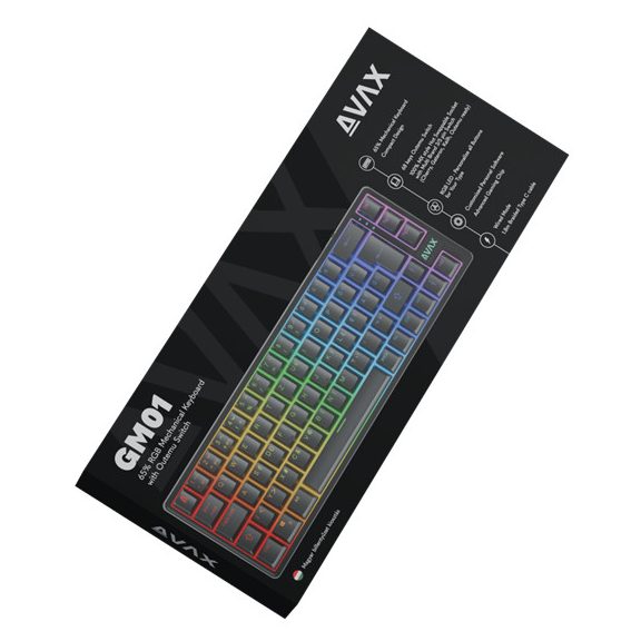 AVAX GM01 65% RGB mechanikus vezetékes billentyűzet Outemu piros switch