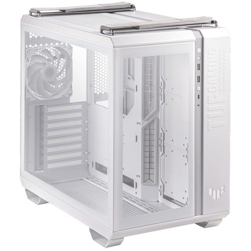 Asus TUF Gaming GT502 PLUS fehér ház ARGB ventilátorokkal és panorámaüveggel