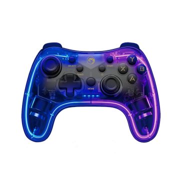 Marvo Ghost 40 vezeték nélküli RGB gamer kontroller, kettős rezgőmotorral és 800 mAh akkumulátorral, fekete színben.