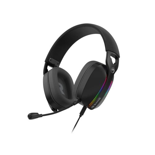 Marvo Pulz 70S fekete RGB gamer headset 7.1 surround hangzással és levehető mikrofonnal