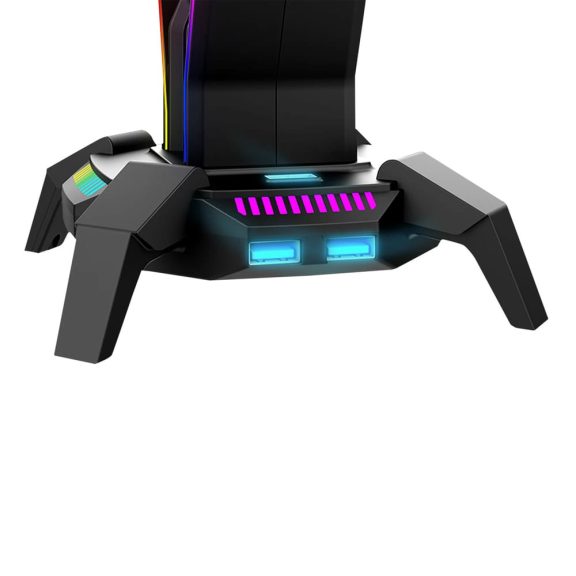 Marvo Kobe 30 RGB headsettartó és USB hub fekete színben