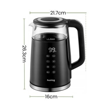   Huslog AK-0832 elektromos vízforraló, érintőpaneles, 1.7L, 2200W, fekete