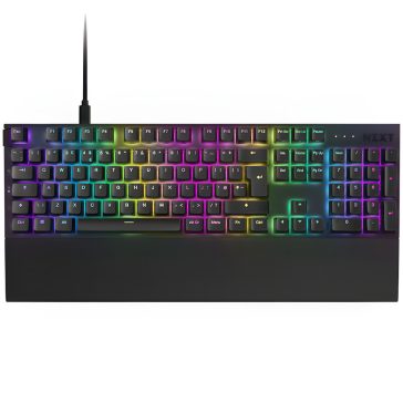 NZXT Function 2 fekete vezetékes optikai gaming billentyűzet UK kiosztással és RGB világítással.