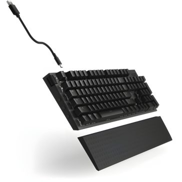 NZXT Function 2 fekete vezetékes optikai gaming billentyűzet UK kiosztással és RGB világítással.