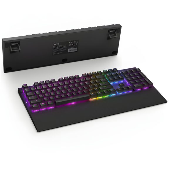 NZXT Function 2 fekete vezetékes optikai gaming billentyűzet UK kiosztással és RGB világítással.