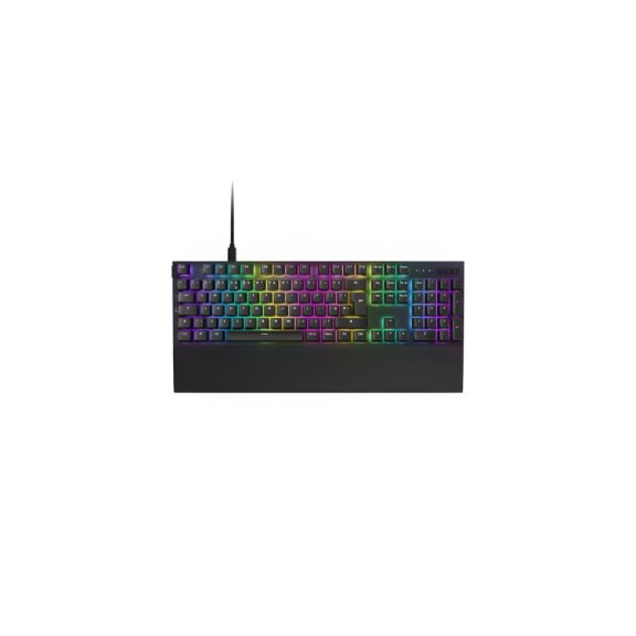 NZXT Function 2 fekete vezetékes optikai gaming billentyűzet UK kiosztással és RGB világítással.