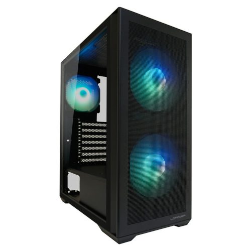 LC-Power Gaming 717B Meshwork_L számítógépház RGB ventilátorokkal és edzett üveg oldallappal