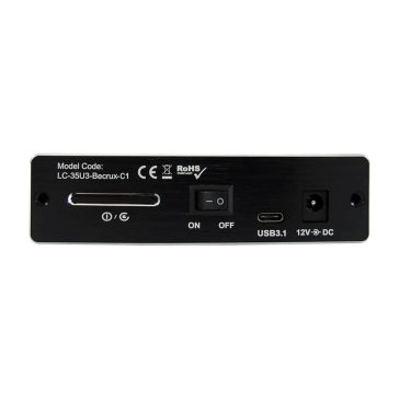 LC-Power LC-35U3-Becrux-C1 3.5” külső merevlemez ház, USB 3.2 Type-C, fekete alumínium kivitelben.