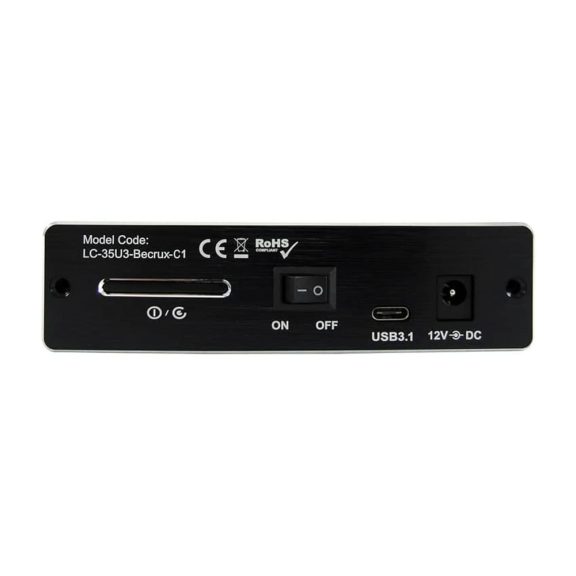 LC-Power LC-35U3-Becrux-C1 3.5” külső merevlemez ház, USB 3.2 Type-C, fekete alumínium kivitelben.