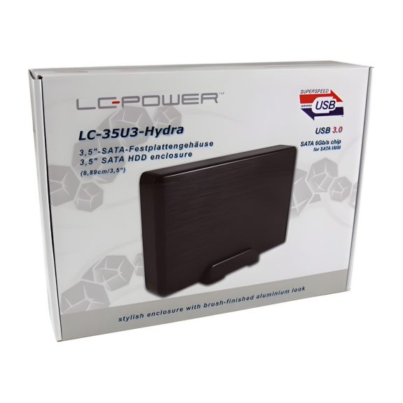 LC-Power LC-35U3-Hydra külső 3,5"-os HDD ház, USB 3.0, alumínium, fekete