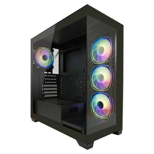 LC-Power 715B Seamless_X fekete gaming számítógépház edzett üveg oldallal