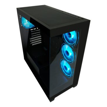 LC-Power 715B Seamless_X fekete gaming számítógépház edzett üveg oldallal