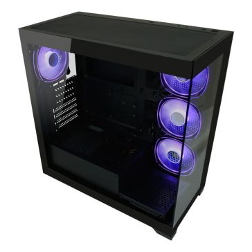 LC-Power 715B Seamless_X fekete gaming számítógépház edzett üveg oldallal