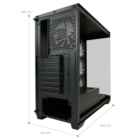 LC-Power 715B Seamless_X fekete gaming számítógépház edzett üveg oldallal