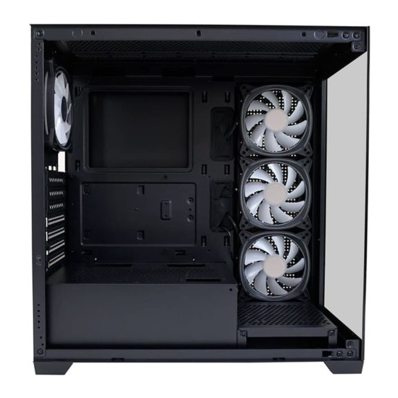 LC-Power 715B Seamless_X fekete gaming számítógépház edzett üveg oldallal