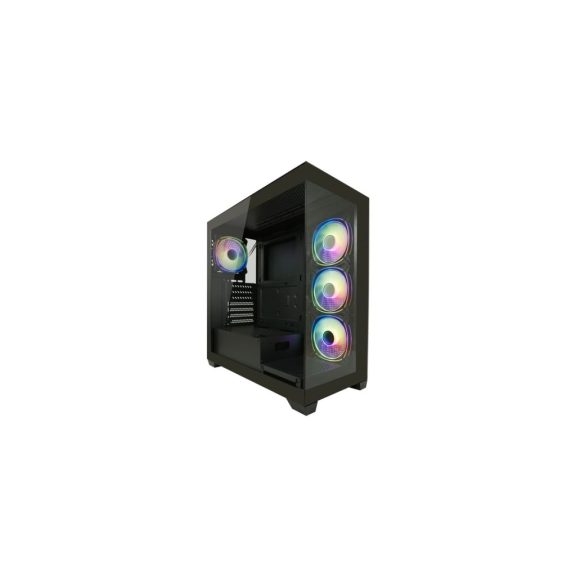 LC-Power 715B Seamless_X fekete gaming számítógépház edzett üveg oldallal