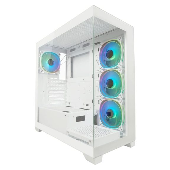 LC-Power Gaming 715W Seamless_Pale_X fehér számítógépház 4 ventilátorral