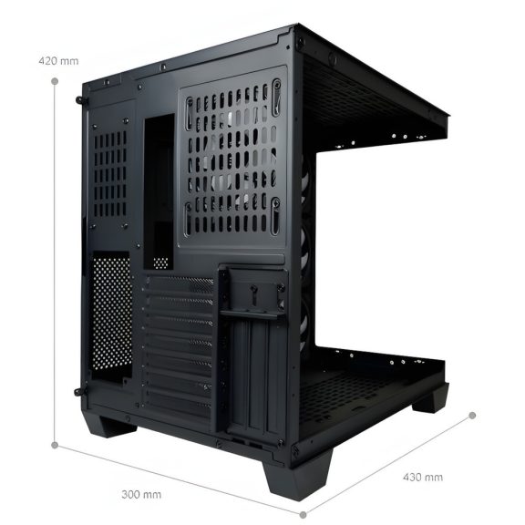 LC-Power Gaming 809B Dark Storm_X fekete ARGB számítógépház edzett üveggel