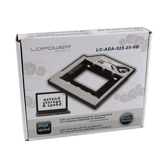 LC-Power LC-ADA-525-25-NB 2.5" HDD/SSD beépítő adapter notebook optikai meghajtóhelyhez