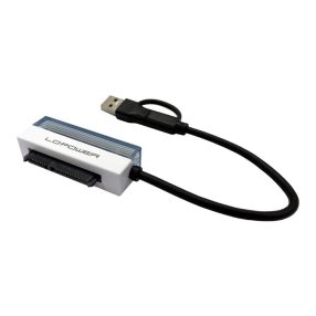 LC-Power LC-ADA-USB-SATA-25 USB 3.2 adapter 2.5" HDD és SSD csatlakoztatásához, fekete színben