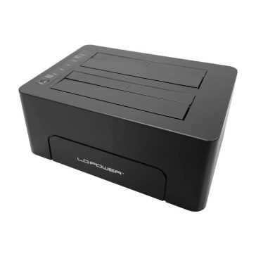   LC-Power LC-DOCK-C-V2 dokkolóállomás, 2x SATA HDD/SSD, USB-C, 5Gb/s, klónozás, fekete