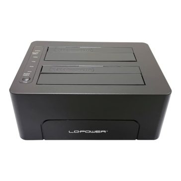   LC-Power LC-DOCK-C-V2 dokkolóállomás, 2x SATA HDD/SSD, USB-C, 5Gb/s, klónozás, fekete