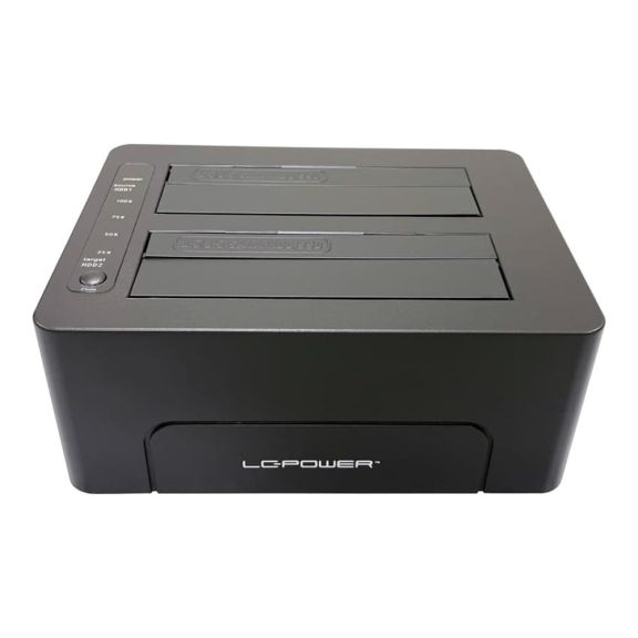 LC-Power LC-DOCK-C-V2 dokkolóállomás, 2x SATA HDD/SSD, USB-C, 5Gb/s, klónozás, fekete