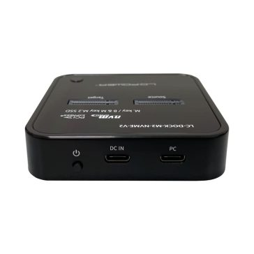   LC-Power LC-DOCK-M2-NVME-V2 dokkolóállomás, 2x NVMe M.2, USB-C 20Gb/s, klónozás, fekete