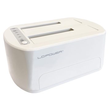 LC-Power LC-DOCK-U3-VI fehér HDD/SSD dokkoló két SATA porttal és klónozó gombbal.