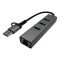 LC-Power LC-HUB-C-MULTI-9 USB HUB, 3xUSB-A, RJ45 Ethernet, 20W gyorstöltés, antracit szürke és fekete - LC-HUB-C-MULTI-9