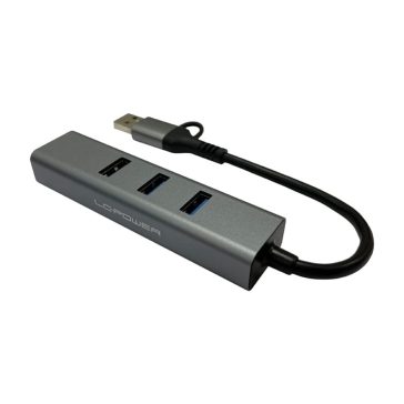   LC-Power LC-HUB-C-MULTI-9 USB HUB, 3xUSB-A, RJ45 Ethernet, 20W gyorstöltés, antracit szürke és fekete - LC-HUB-C-MULTI-9